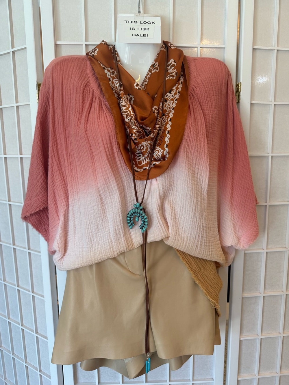 Women’s Ombre Pink Gauze Blouse - Lightweight Pullover Top